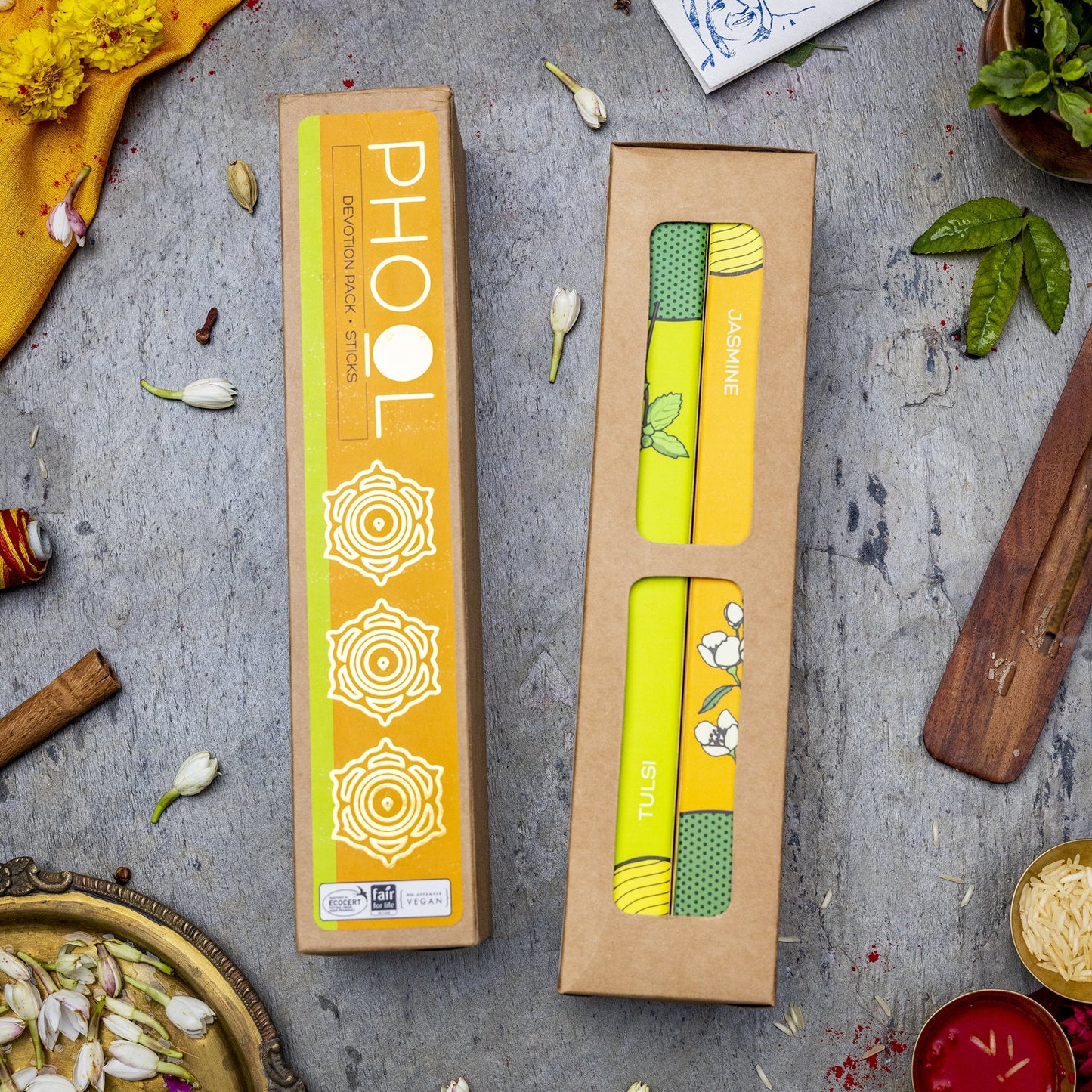 Phool Devotion Pack With Tulsi & Jasmine Combo