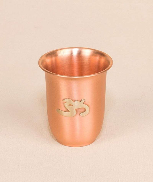 Ishalife Matte Finish Copper Glass with Brass Aum - 200 ml