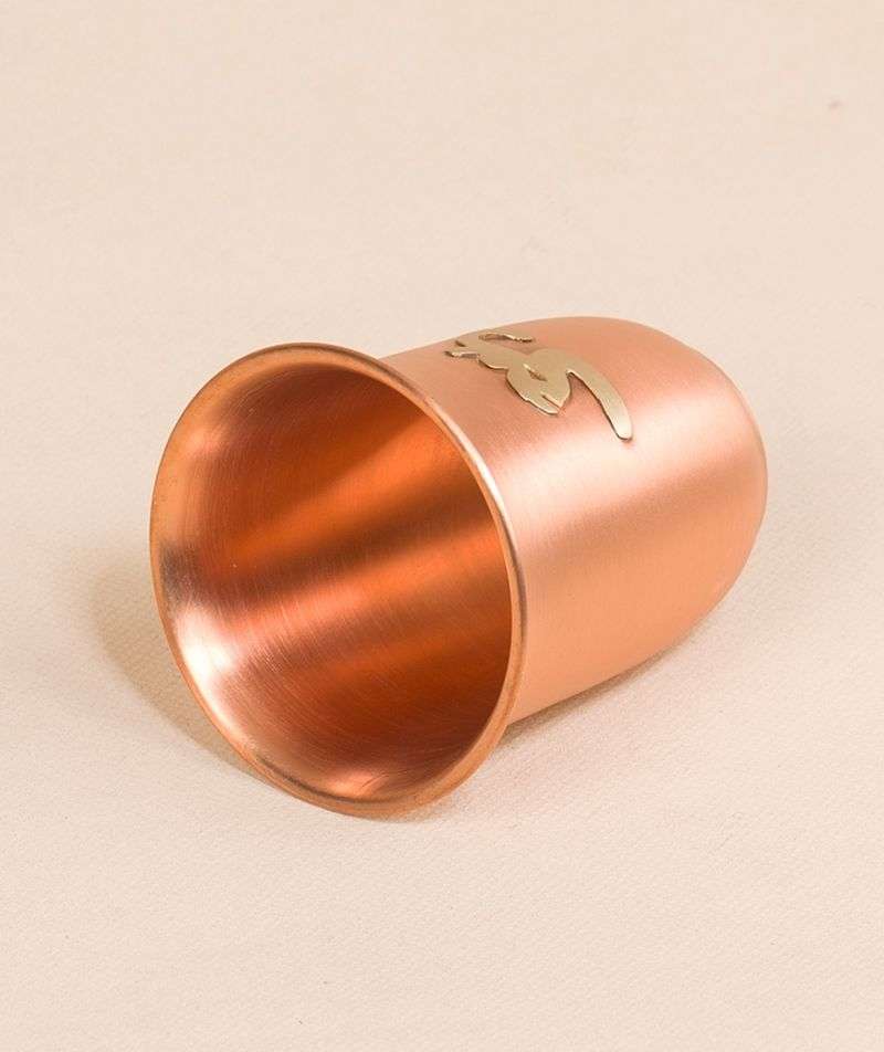 Ishalife Matte Finish Copper Glass with Brass Aum - 200 ml