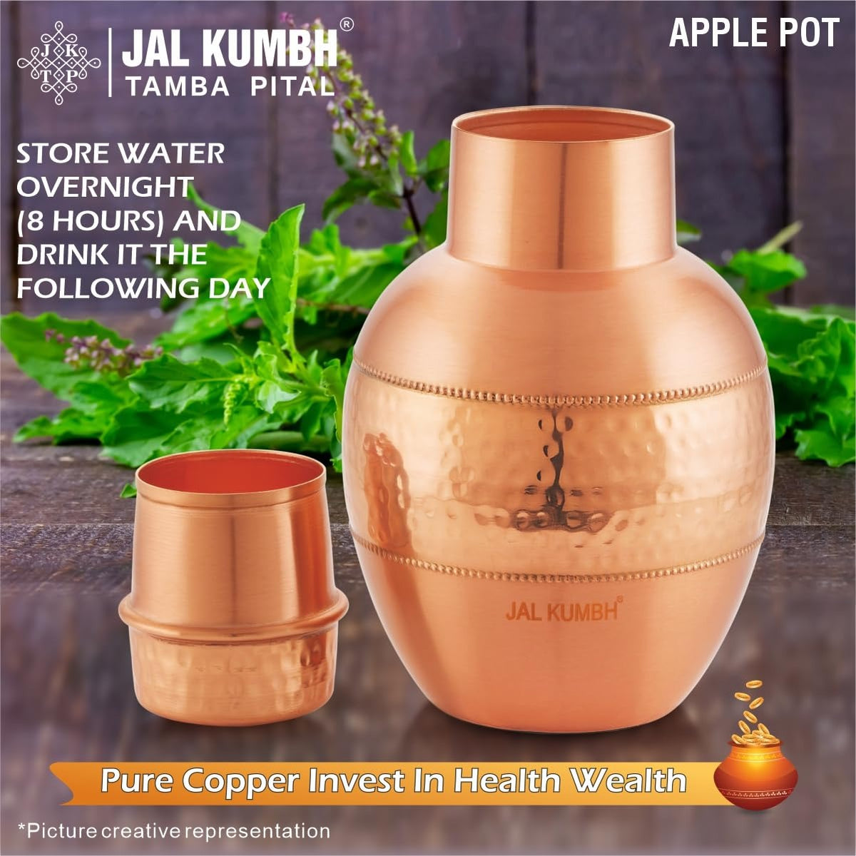 Tosaa Jalkumbh Copper Apple Pot