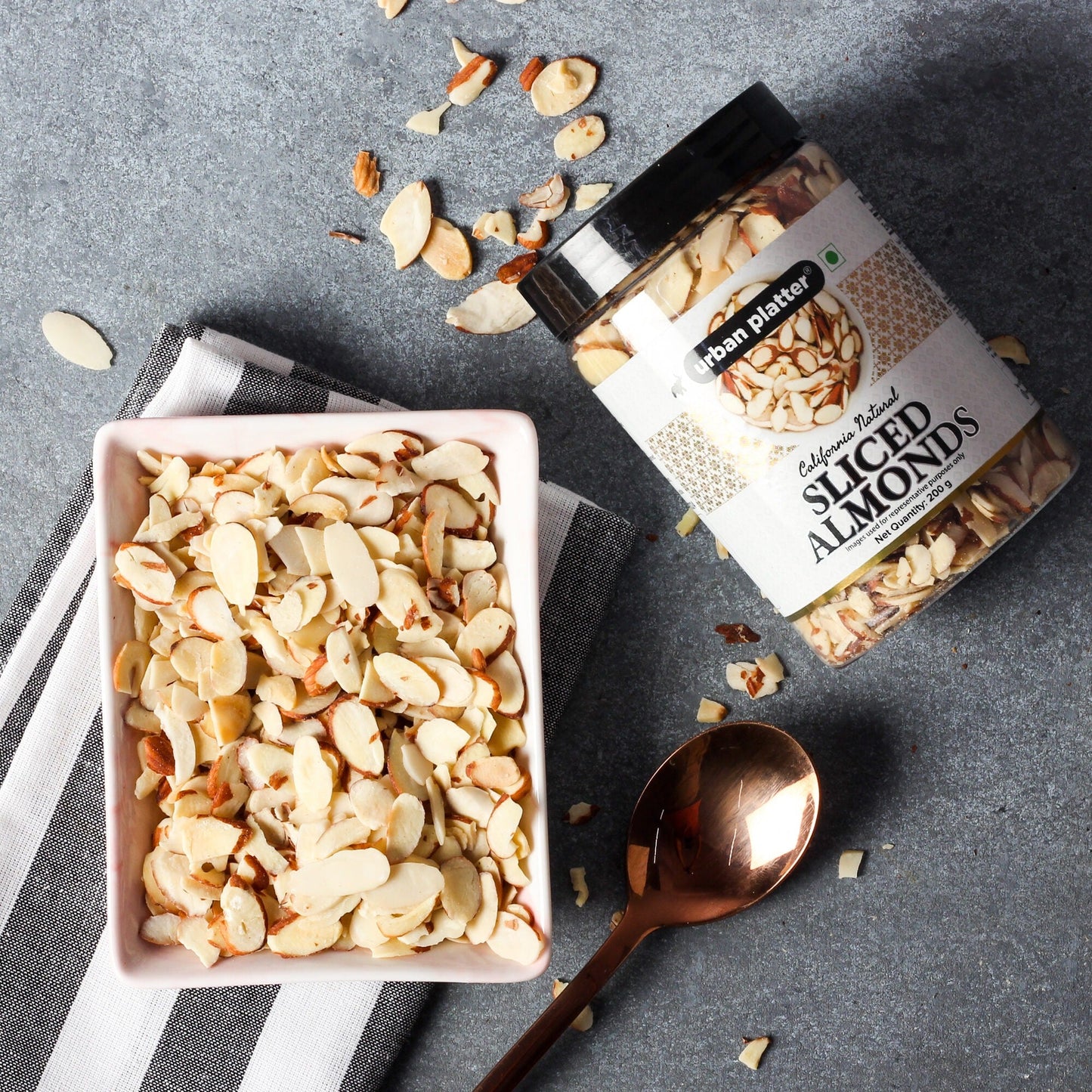 Urban Platter Sliced California Almonds - 200 gms