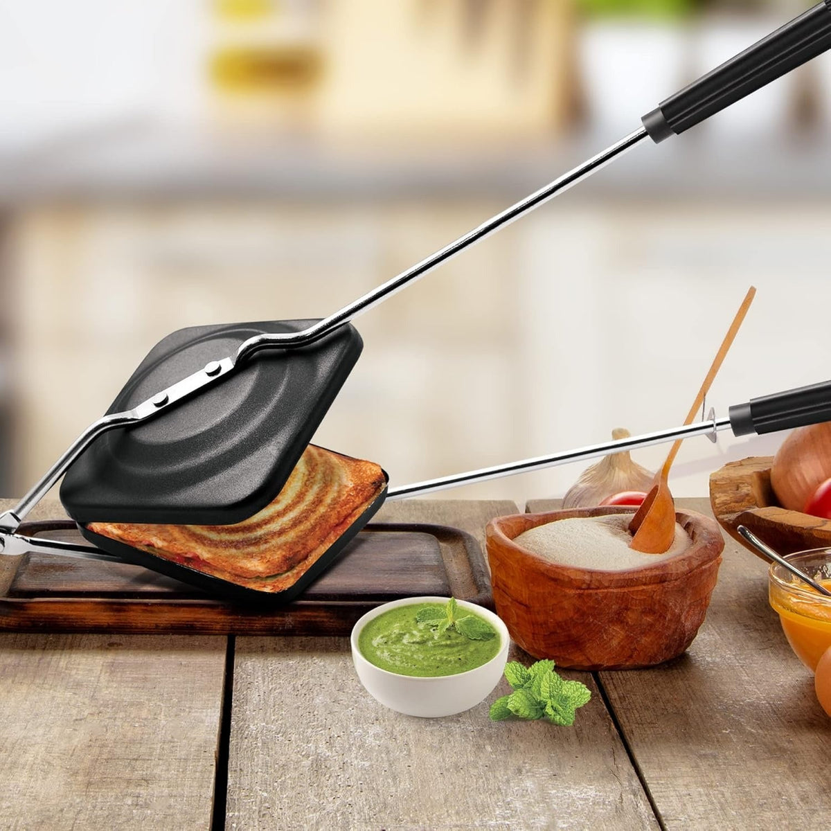 MILTON Pro cook Non-Stick Aluminium Sandwich Gas Toaster, 14 cm