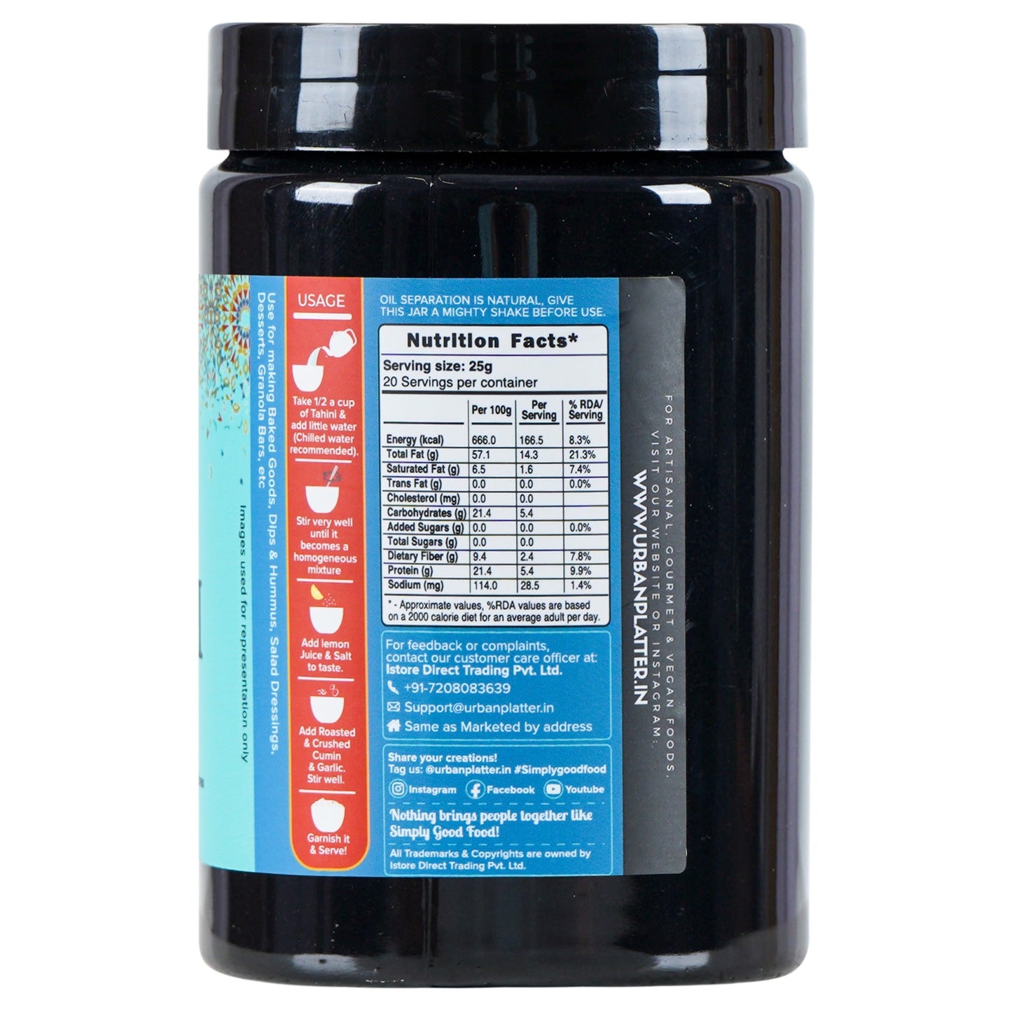 Urban Platter Black Tahini Paste - 500 gms