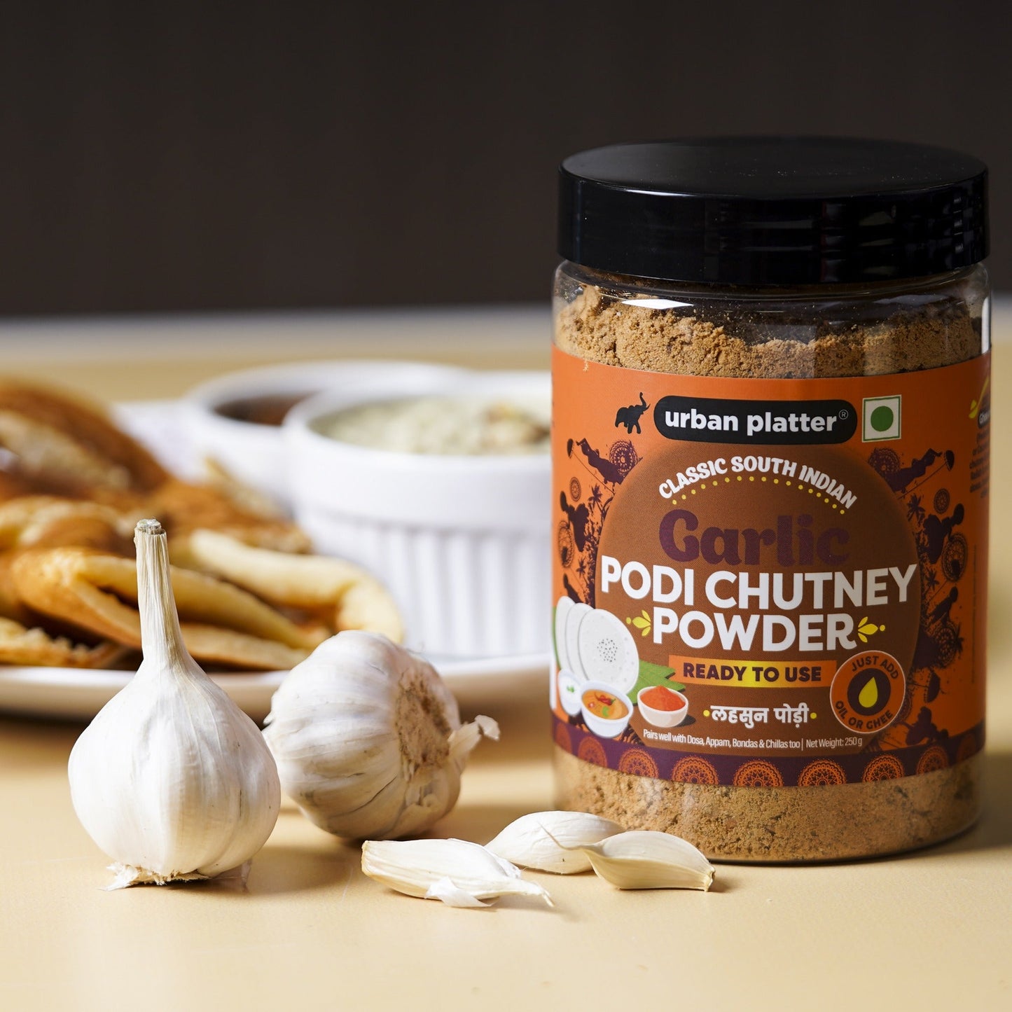 Urban Platter Classic South Indian Garlic Podi Chutney Powder - 250 gms