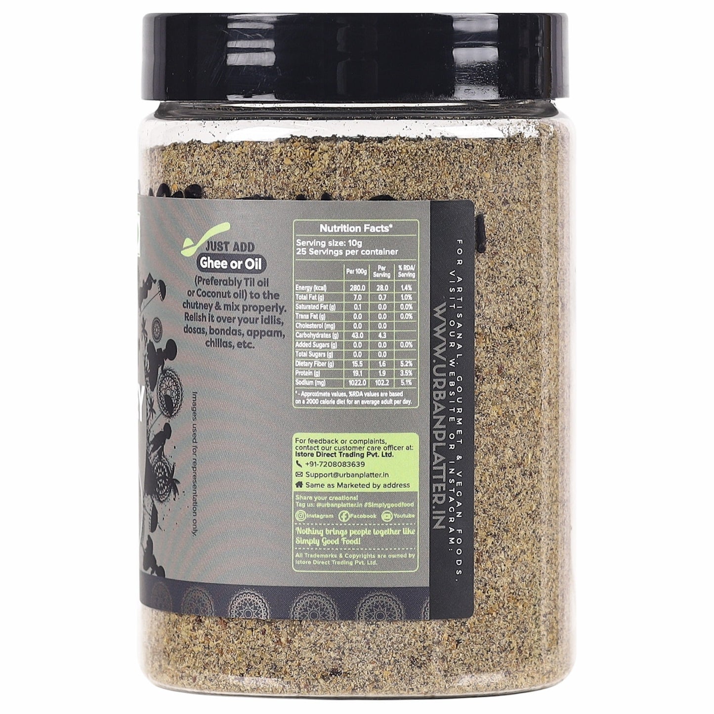 Urban Platter Classic South Indian Black Pepper Podi Chutney Powder - 250 gms