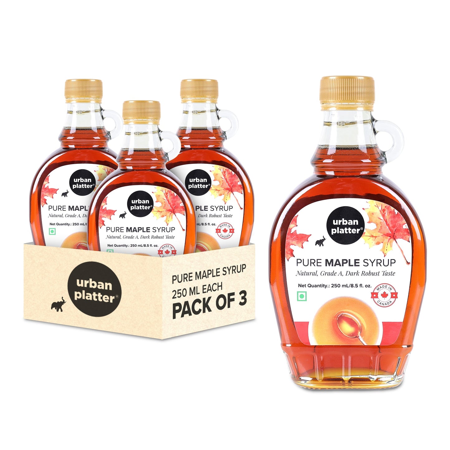 Urban Platter Pure Maple Syrup - 250 ml (Pack of 3)