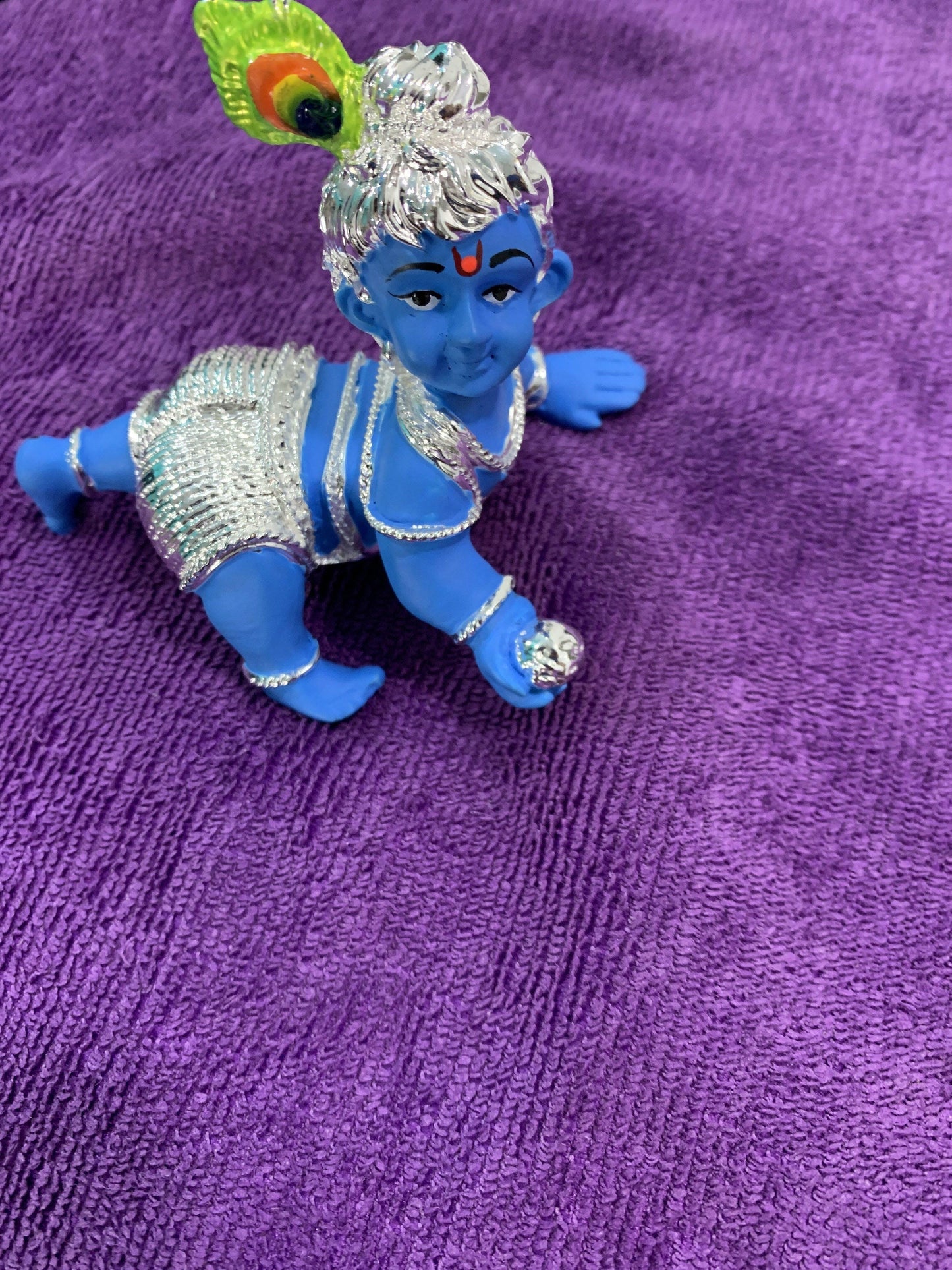 Svastika Silver Plated Crawling Cute Laddu Gopal Murti