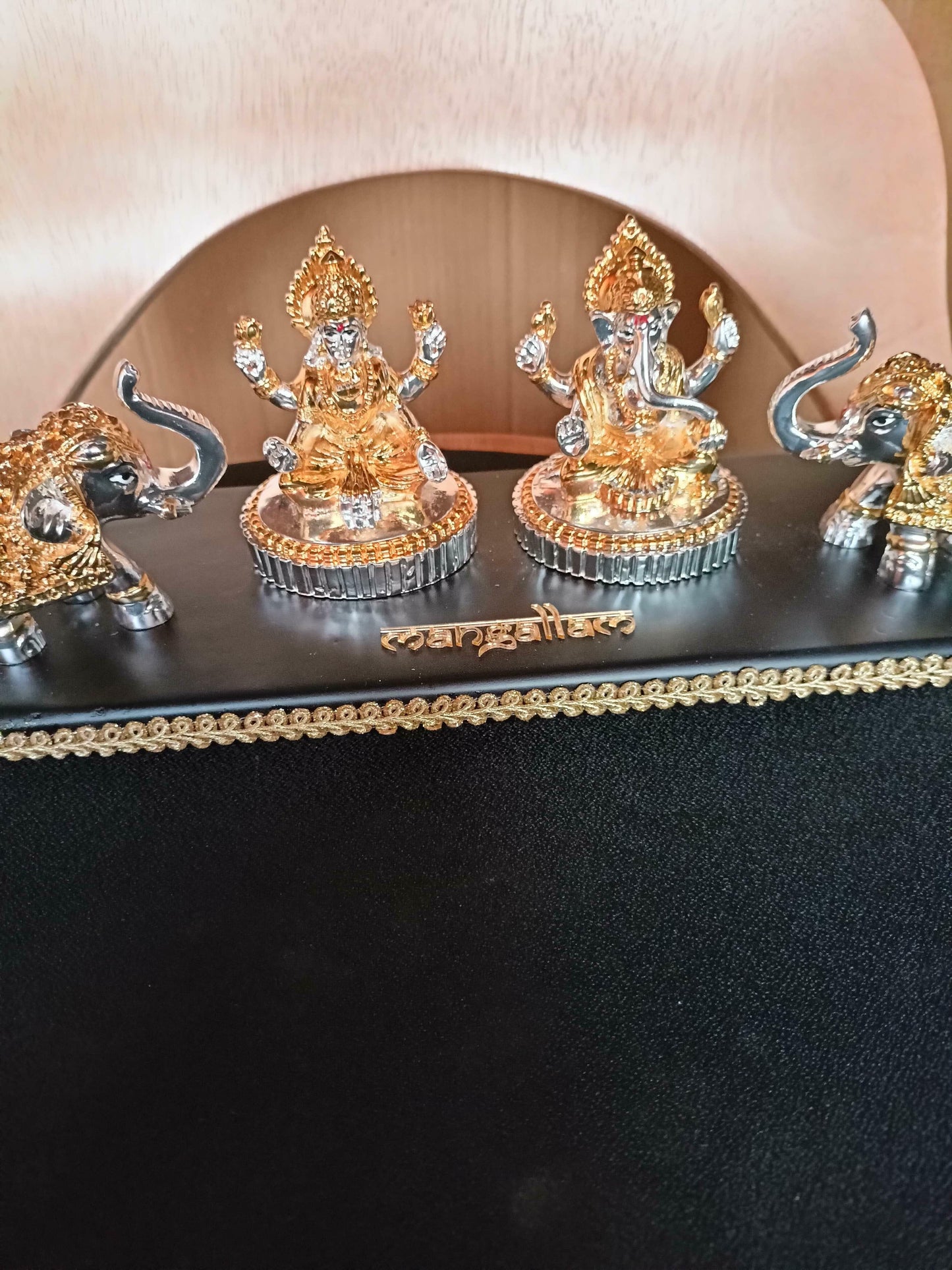 Svastika Lakshmi Ganesha with Elephant Idol Set
