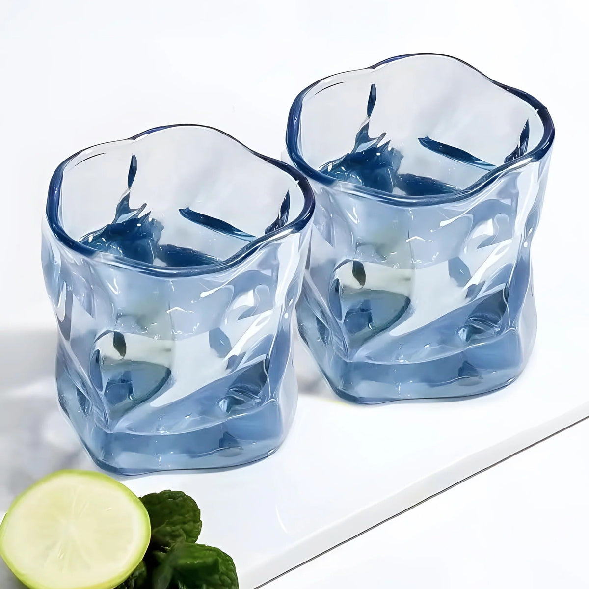 UMAI Whiskey Glasses Set of 2 (230ml) | Lead Free | Elegant | Blue