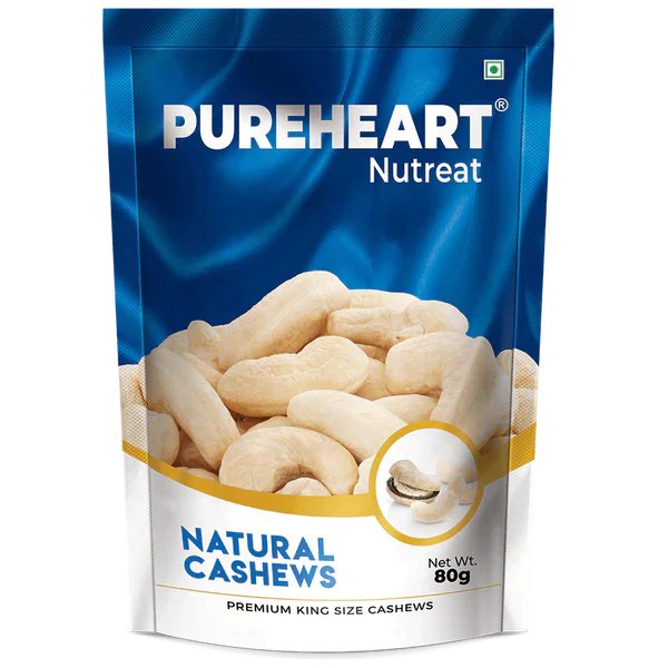 PUREHEART Nutreat Natural Cashews Premium Whole Crunchy & Delicious Cashewnuts/Kaju/Dry Fruit