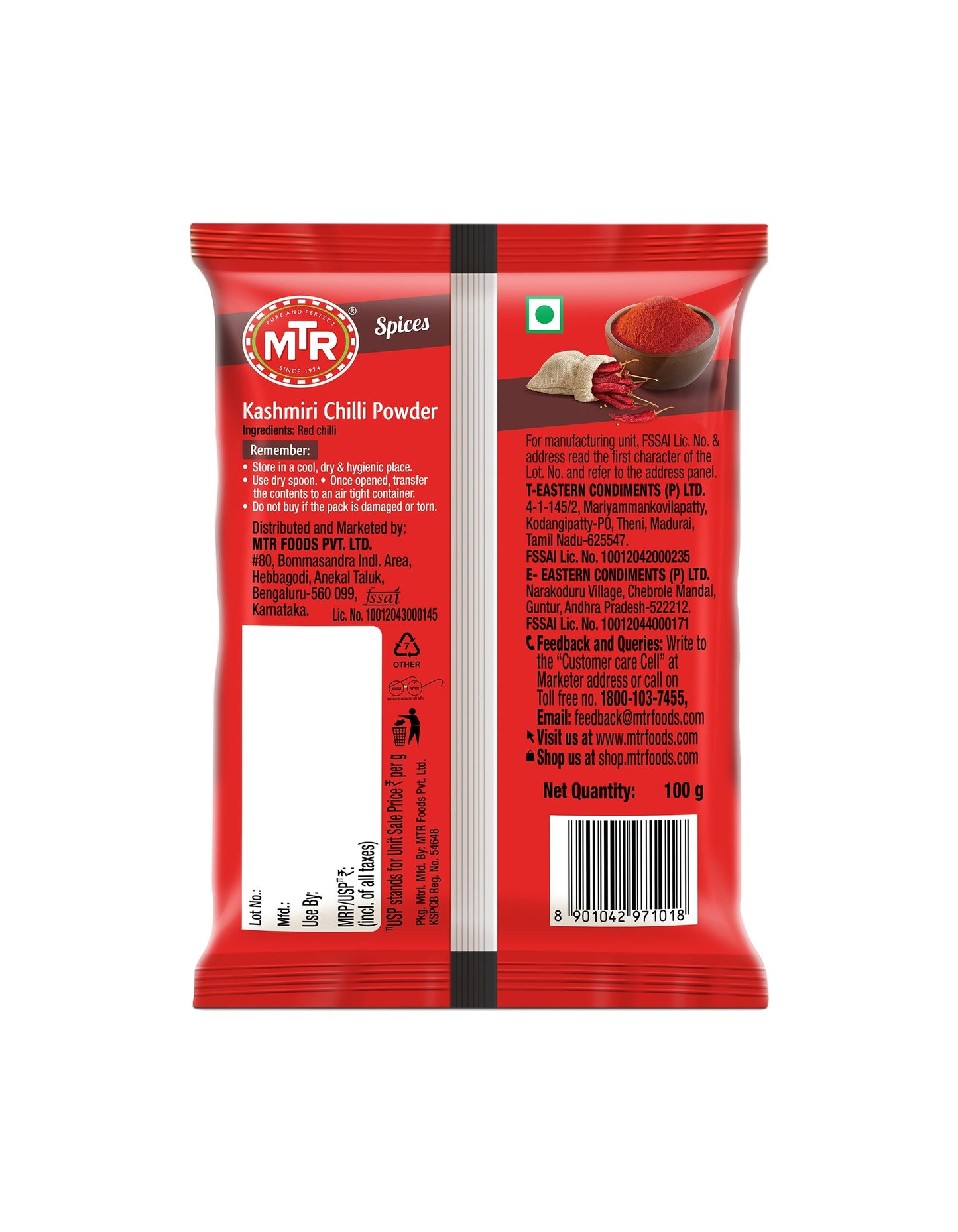 MTR Kashmiri Chilli 100 g Pouch