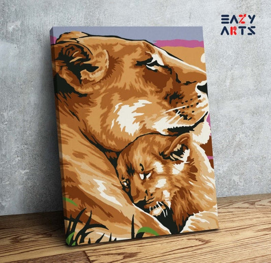 Lion Mom N Baby Paint By Numbers Kit For Kids