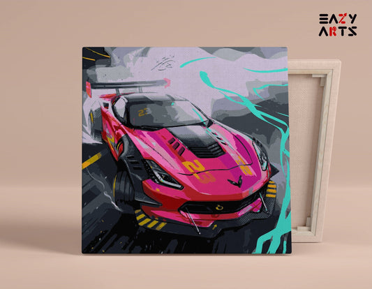 Pink Racing Car Paint By Numbers kit