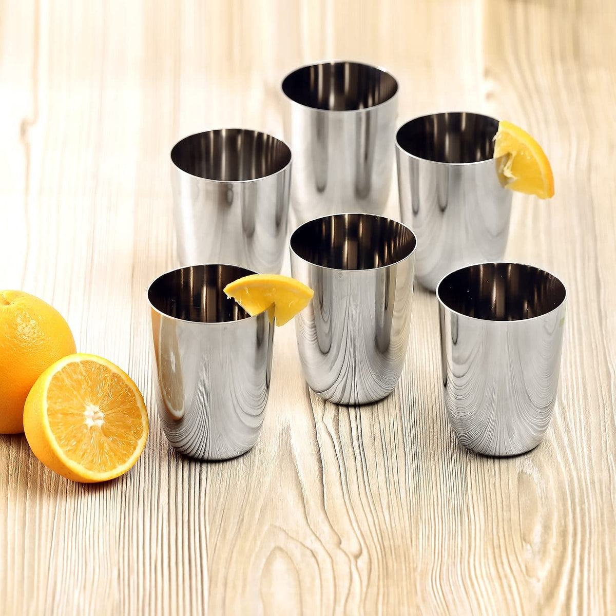 Kraft Ayushi Stainless Steel Glass Set of 6-300ml Each
