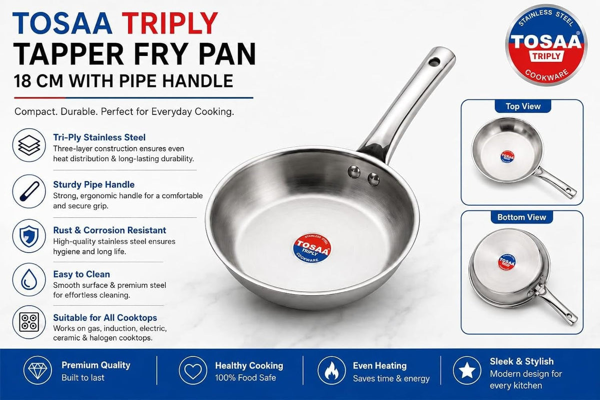 Tosaa Triply Tapper Fry Pan 18cm with Pile Handle 800ml
