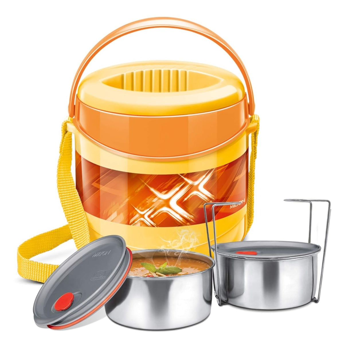 MILTON Econa Deluxe 3 Stainless Steel Containers with Steam Vent 260 ml