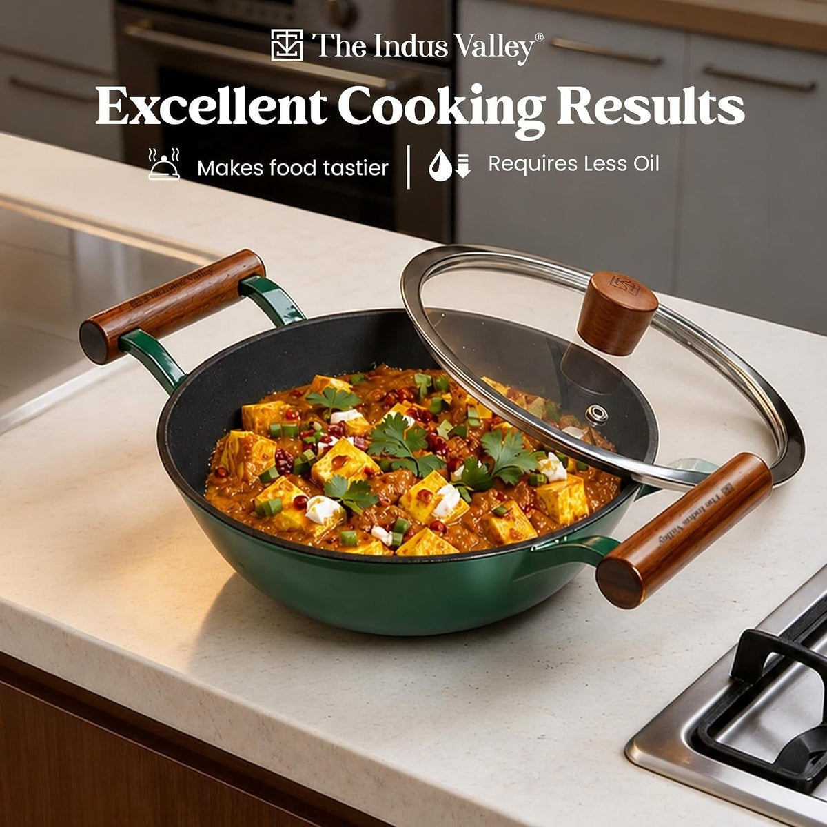 The Indus Valley Titanium Reinforced Enamel Coated Cast Iron Kadai 2.3 litres