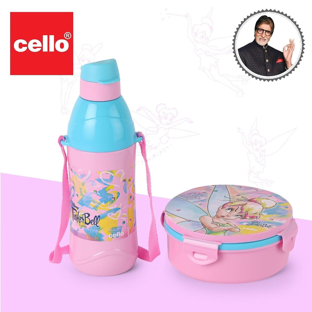 CELLO Tiffy Tinker Bell Gift Set Insulated Lunch Box & Water Bottle for Kids