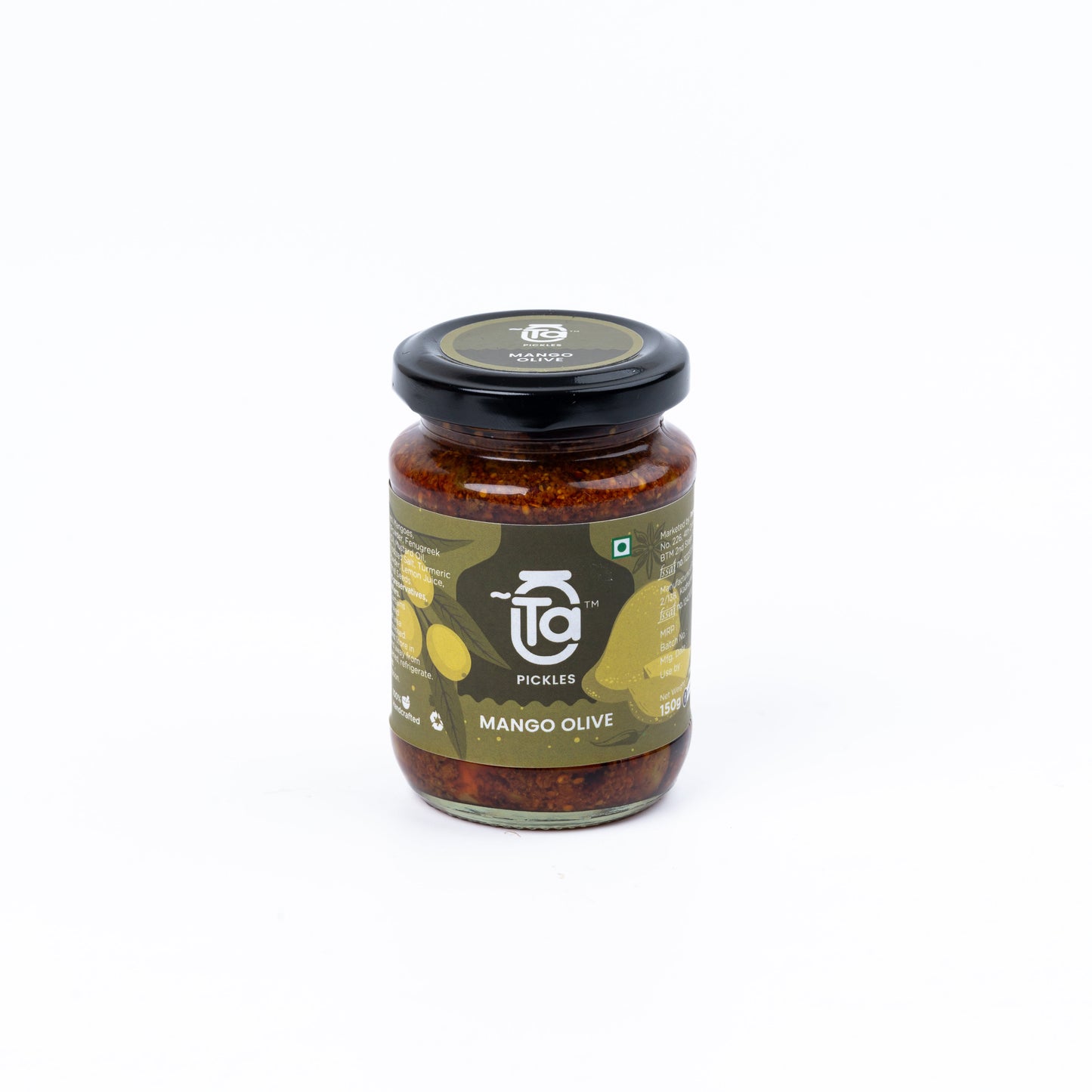 Ta Pickles | Mango & Olive Pickle | 150g | Made with Cold Pressed Oil | Homemade | Traditional Indian Taste | 100% Natural | No Preservatives