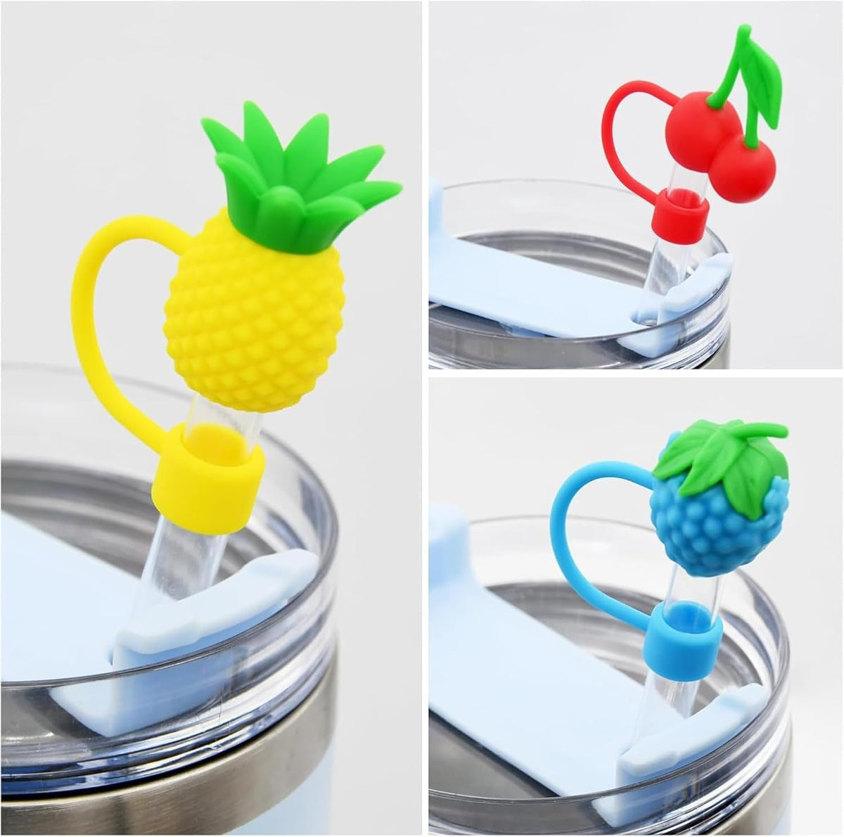 House of Quirk Silicone Straw Covers Cap with Tumbler 10mm - (5pcs Fruit Straw Cap)