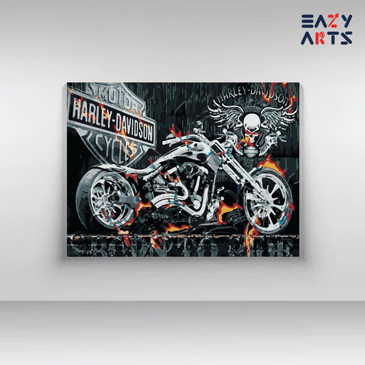 Harley Davidson Black Bike Paint By Numbers kit