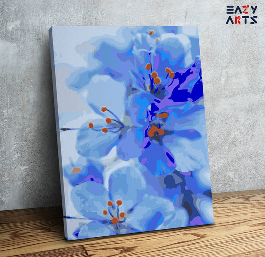 Blue Cherry Blossom Flowers Paint By Numbers kit
