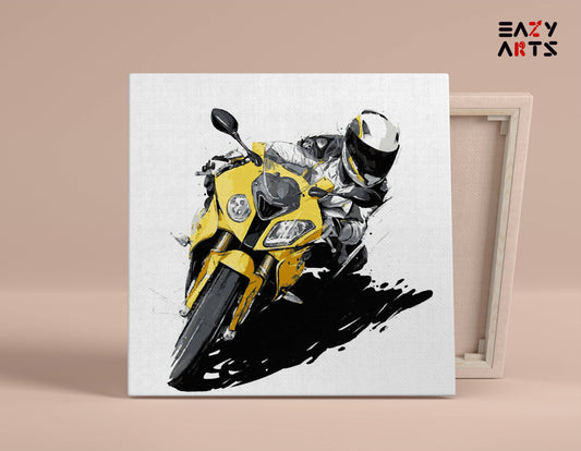 Yellow Bike With Rider Paint By Numbers kit