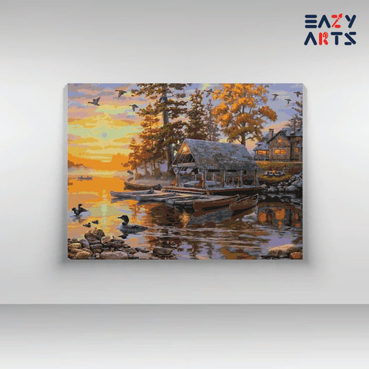 Home River and Ducks Paint By Numbers kit
