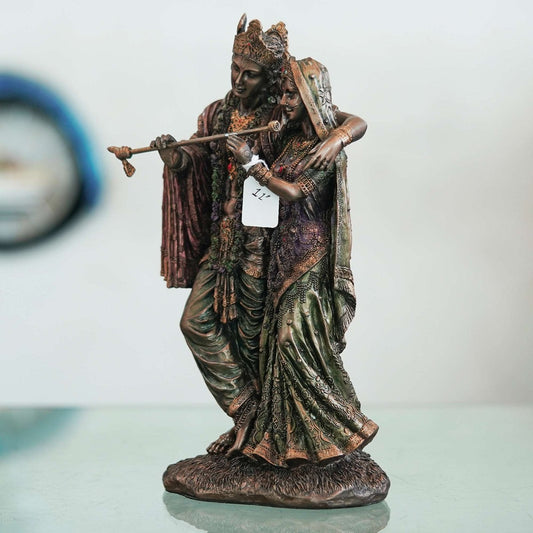 A beautiful and Intricate Bronze Statue Depicting Radha and Krishna Two Central Deities in Hinduism