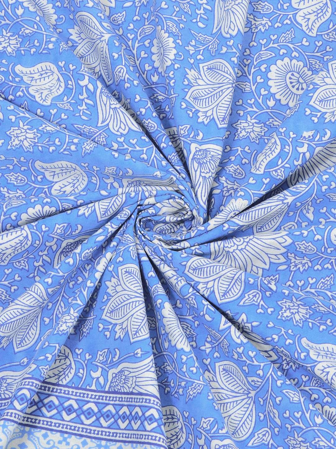 100% Pure Cotton Traditional Printed Bedsheet for Double Bed King Size Bedsheet with 2 Pillow Covers