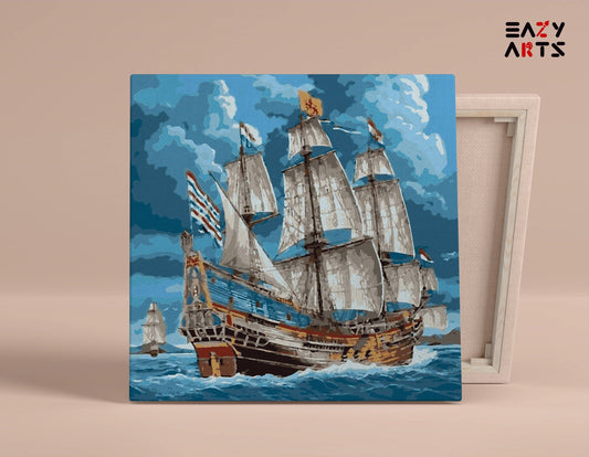 Pirate Ship In Ocean Paint By Numbers kit