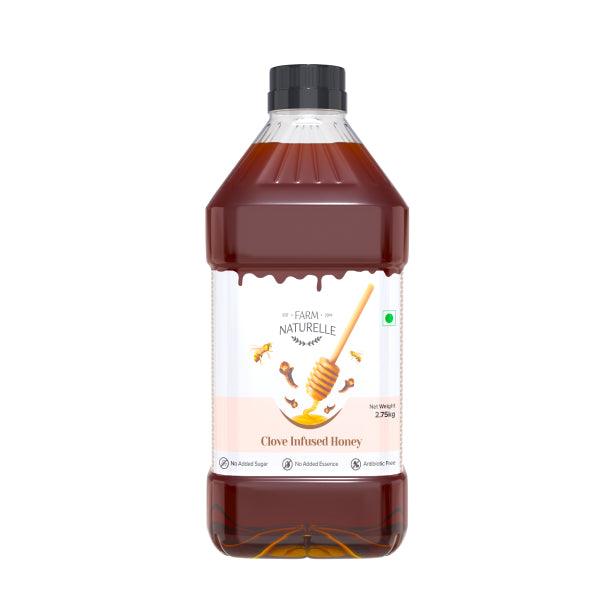Clove Infused Honey | 100% Pure Honey | Wooden Spoon| Raw, Natural | Lab Tested Honey in Glass Bottle.