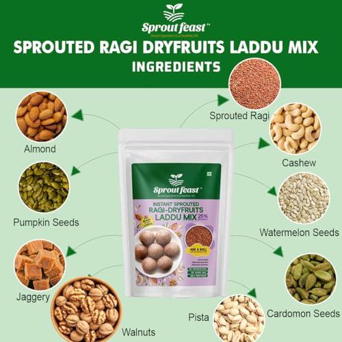 Sprouted Feast Instant Sprouted Ragi –Dry fruits Laddu Mix