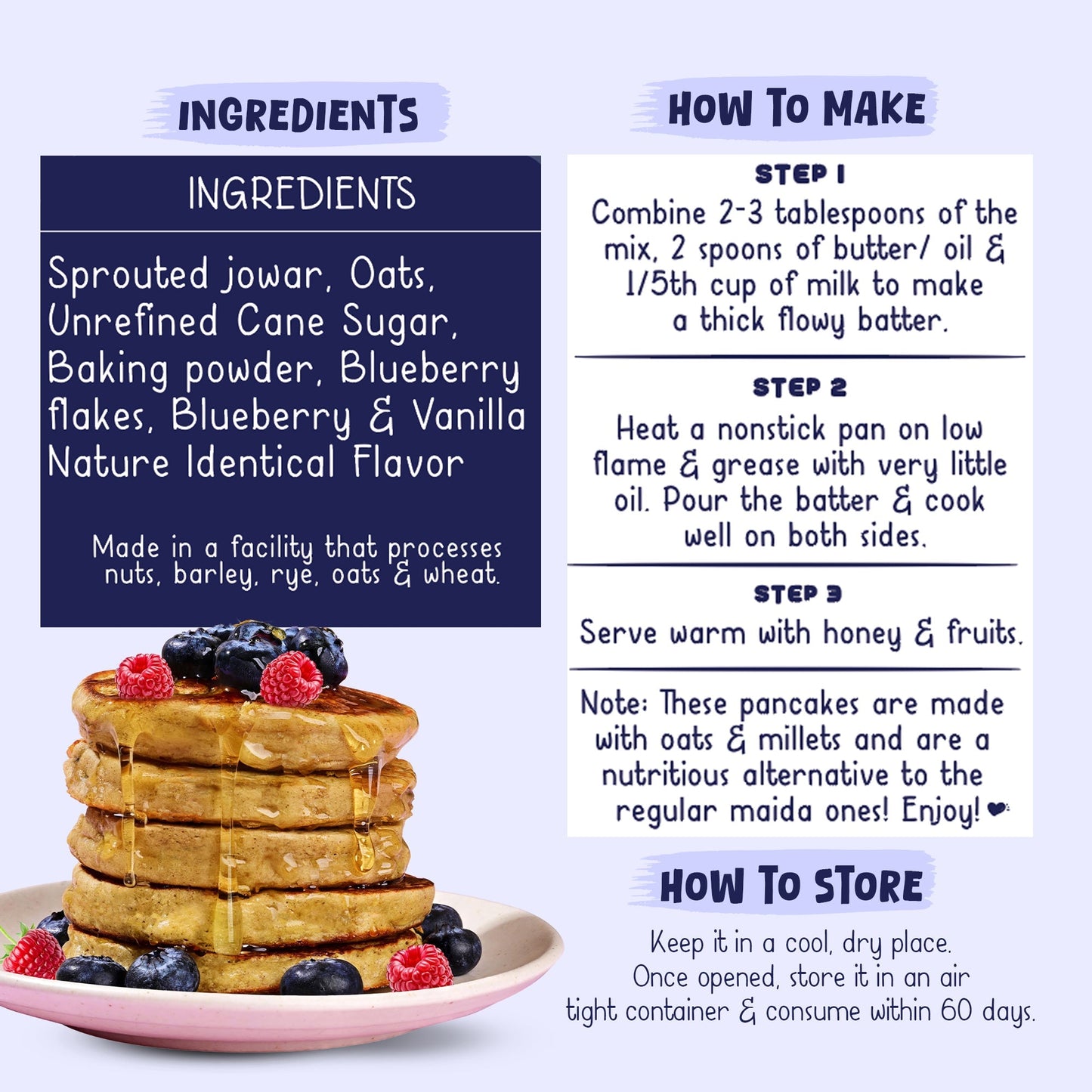 Jowar and Oats Blueberry Pancake