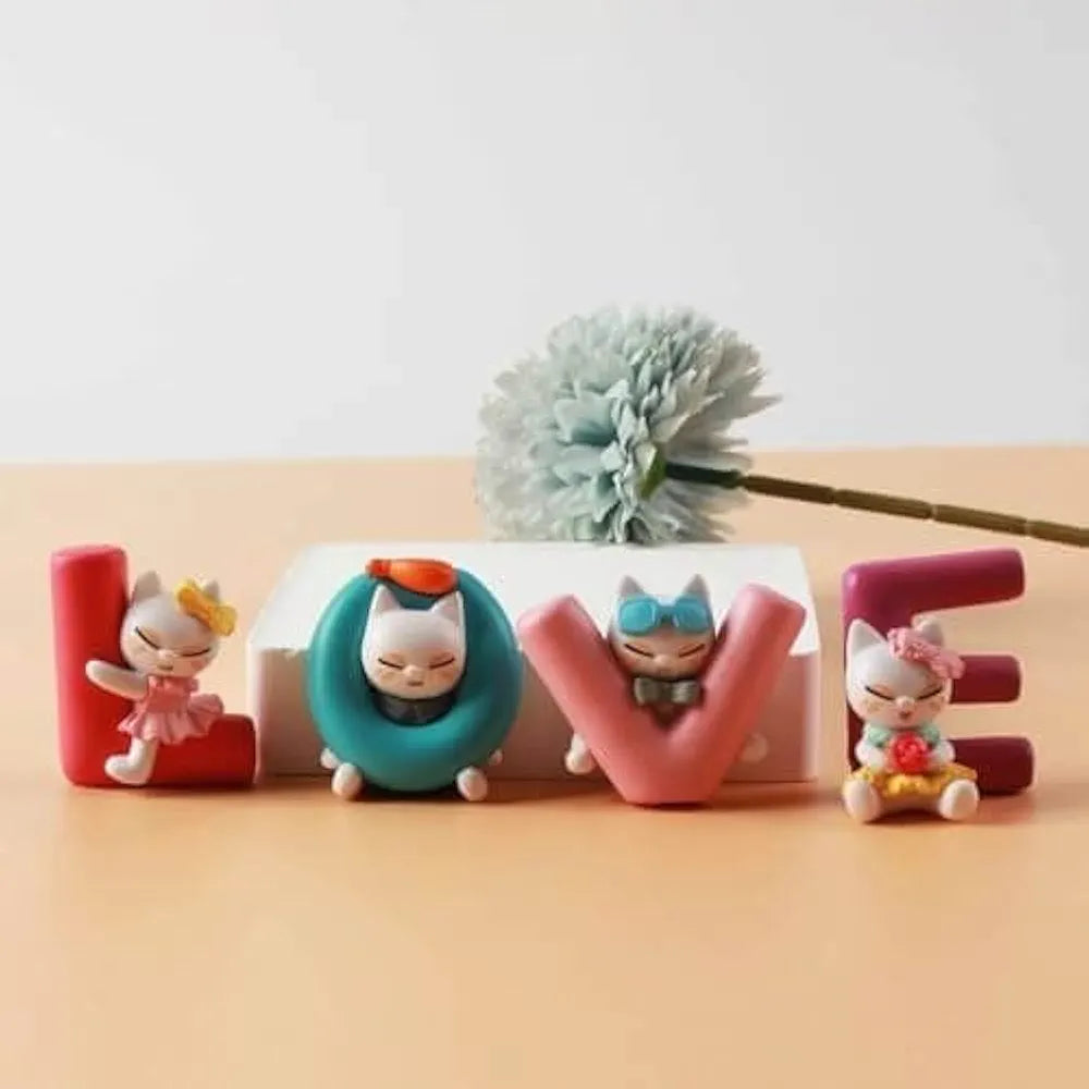 Satyam Kraft 1 Set Love Letter Miniature Cat Figurines