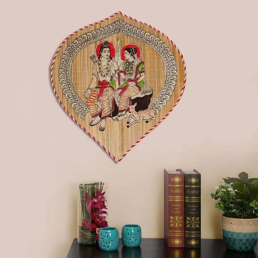 Bamboo Hand Crafted Leaf Design Wall Hangings Of Shri Ram Ji With Janaki Ji For Home D?cor | Bamboo Art For Wall Decor