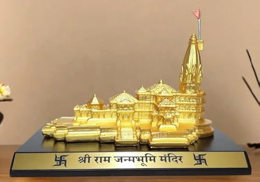 Gold Art India Ram Mandir Ayodhya Gold Plated Matte 24 Karat Minature Large