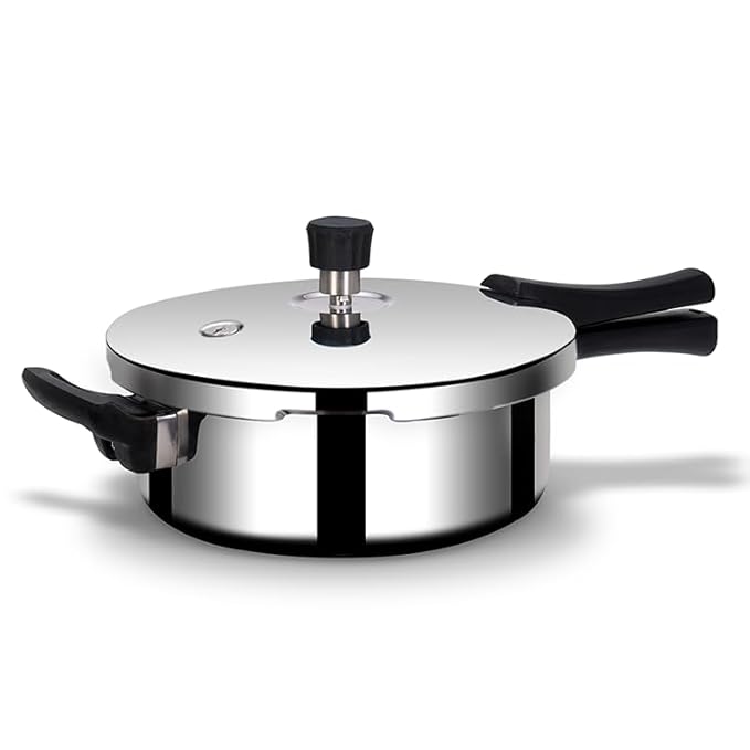 Arttdinox Stellar Stainless Steel 2 Ltr Mirror finish Pressure Cooker Lid with Gasket Rivetless Handle