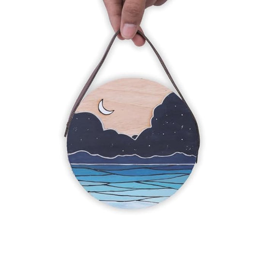Hobby India Diy Ocean Twilight Pine-wood Nature Kits for Art & Crafts Painting Kit for Adults | Hanging Decorations