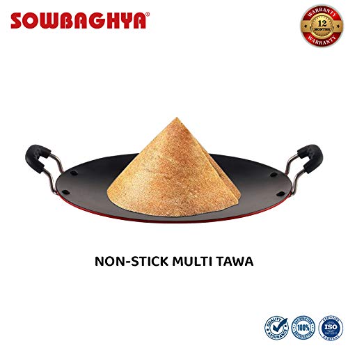 Sowbaghya Non Stick Concave Multi Tawa 3.2mm Thickness (30cm Dia Black)