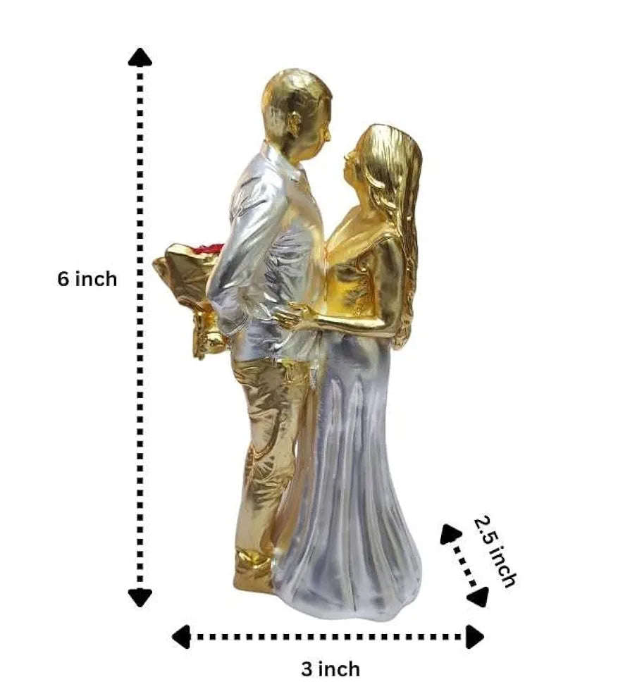 Gold Art India Couple Figurine Gold-Silver Plated Matte Finish