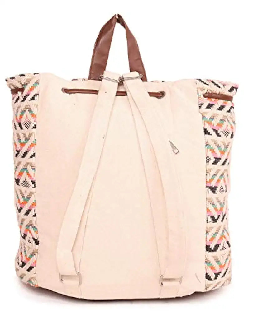 Astrid Canvas Girls Backpack Medium Size Colour Black & Cream