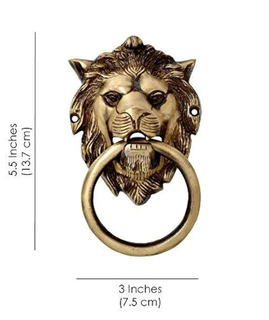 Two Moustaches Lion Mouth Brass Door Knocker Antique Brass