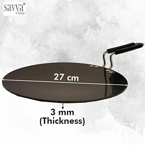 Savya Home Hard Anodized Roti Tawa With Handle 25 Cm Diameter Black Color