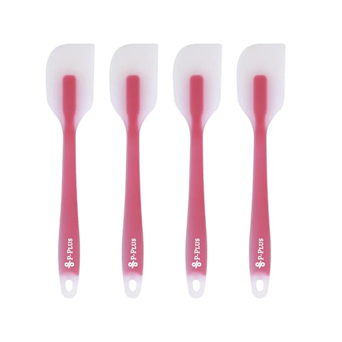 P-Plus International Silicone Spatulas Rubber Spatula Heat Resistant Seamless DarkPink Set of 2