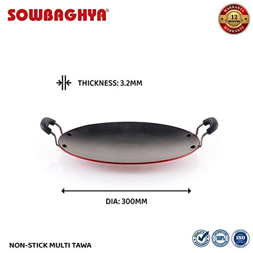 Sowbaghya Non Stick Concave Multi Tawa 3.2mm Thickness (30cm Dia Black)