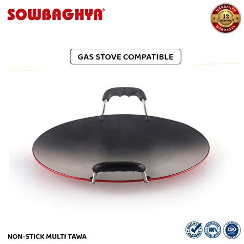 Sowbaghya Non Stick Concave Multi Tawa 3.2mm Thickness (30cm Dia Black)