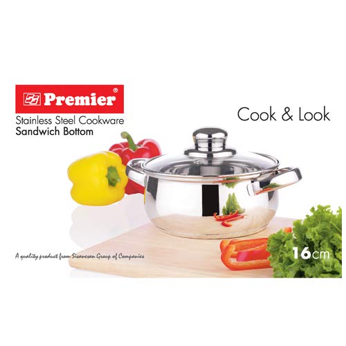 Premier Stainless Steel Cook & Look With Glass Lid 16cm Code-0061711 - 651 gms