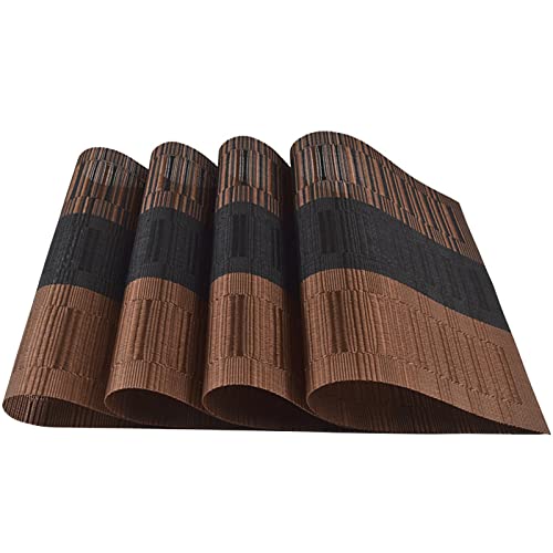 Leeonz Easy to Clean Non-Slip Heat Resistant Stain Resistant Washable Easy Brown Set of 4