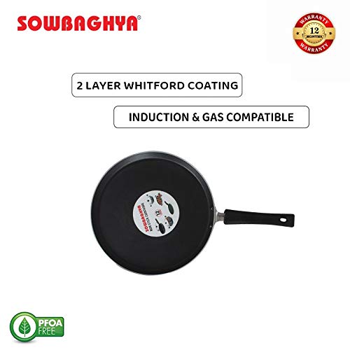 Sowbaghya Induction Base Non Stick Tawa 26 cm Black Dosa Roti Chapati Pathiri Tawa